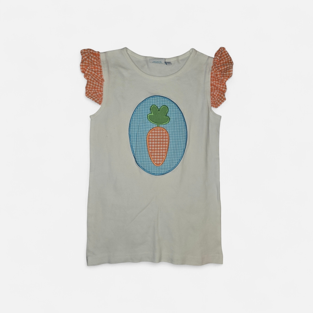 Kids Carrot Print Shirt with Orange Sleeves Size 6